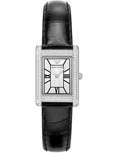 Silver Analogue Watch with Leather Strap