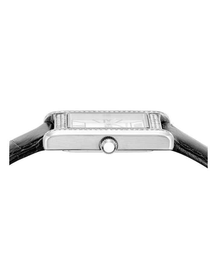 Silver Analogue Watch with Leather Strap