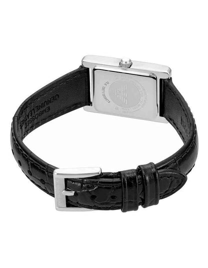 Silver Analogue Watch with Leather Strap