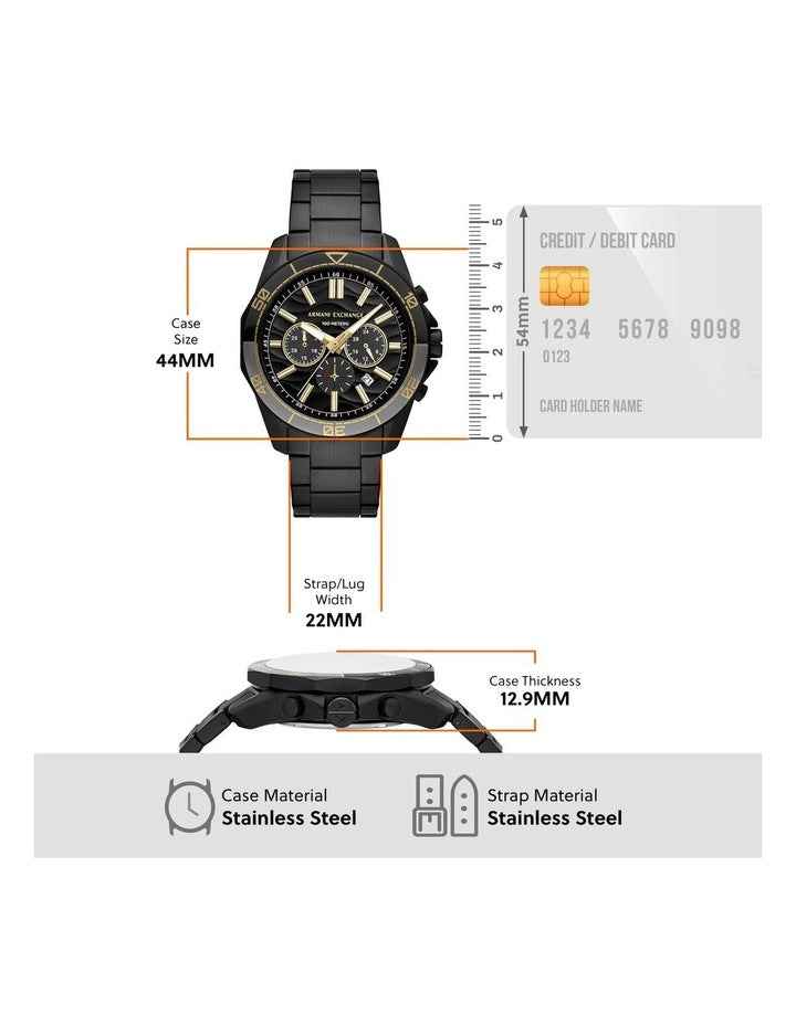 Men's Chronograph Watch - Black Stainless Steel