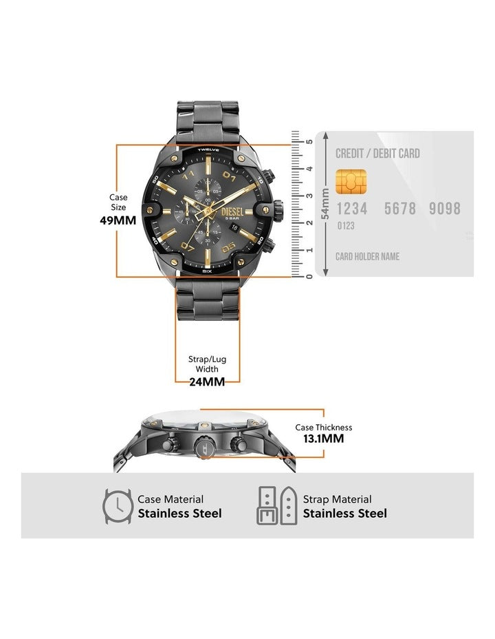 DZ4669 Spiked Chronograph Watch in Grey