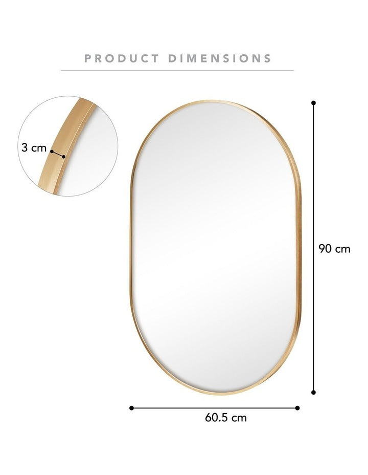 Zoe Oval Aluminium Mirror 90cm in Gold