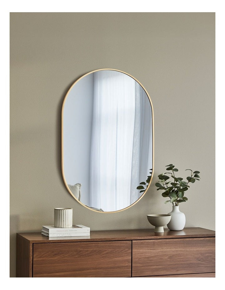 Zoe Oval Aluminium Mirror 90cm in Gold