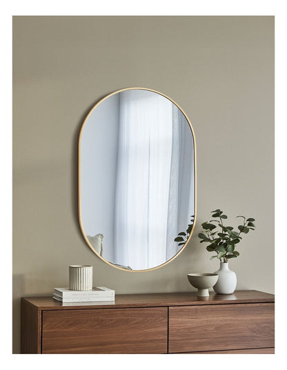 Zoe Oval Aluminium Mirror 90cm in Gold