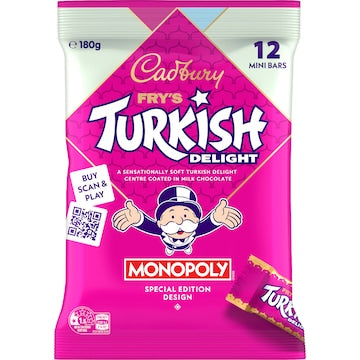 Cadbury Fry's Turkish Delight Chocolate Mini Bars 180g 12 pack