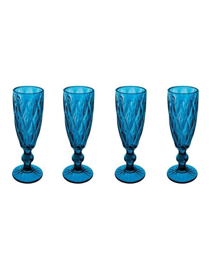 Deanna Champagne Flute 4 Pieces Gift Boxed in Blue