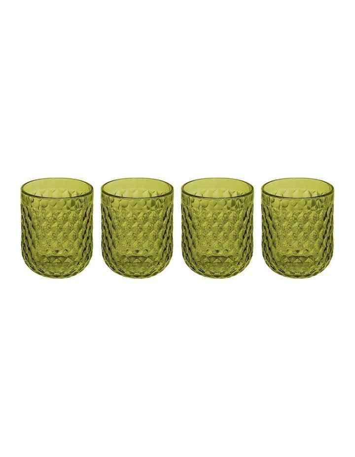 Caterina Double Old Fashion Glass 4 Pieces Gift Boxed in Green