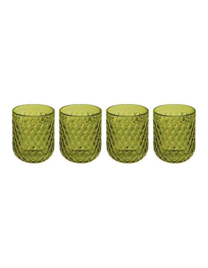 Caterina Double Old Fashion Glass 4 Pieces Gift Boxed in Green