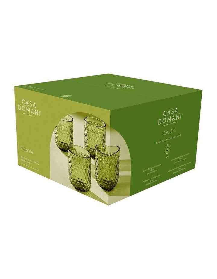 Caterina Double Old Fashion Glass 4 Pieces Gift Boxed in Green