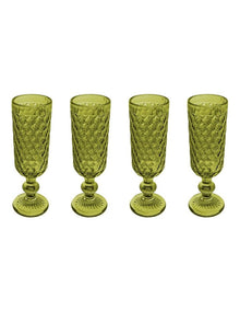 Caterina Champagne Flute 4 Pieces Gift Boxed in Green