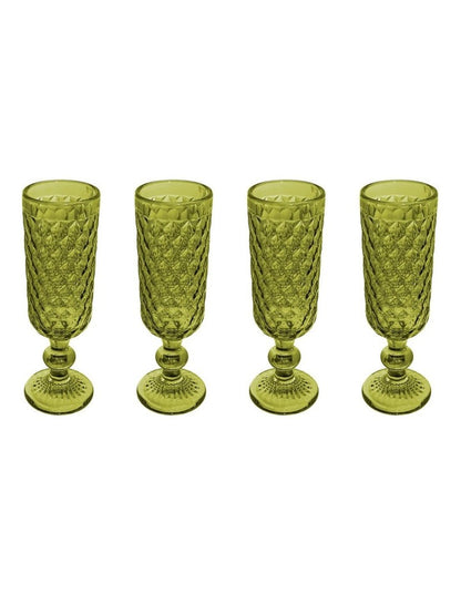 Caterina Champagne Flute 4 Pieces Gift Boxed in Green