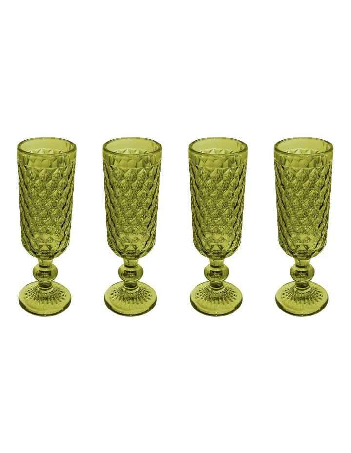 Caterina Champagne Flute 4 Pieces Gift Boxed in Green