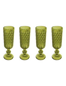 Caterina Champagne Flute 4 Pieces Gift Boxed in Green
