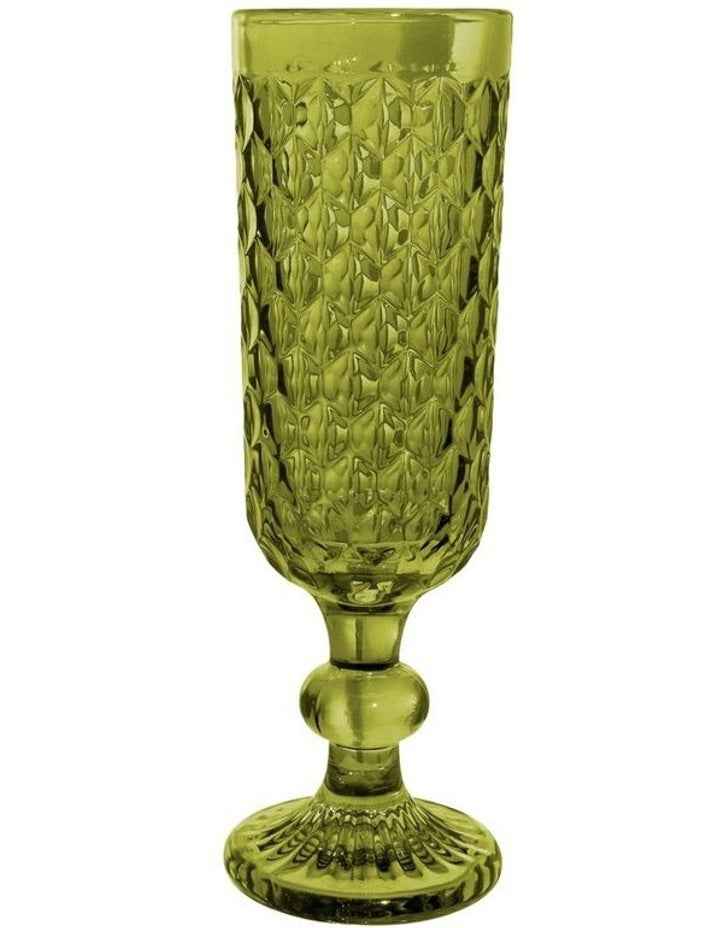Caterina Champagne Flute 4 Pieces Gift Boxed in Green