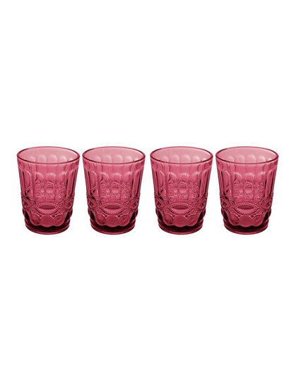 Gabriella Double Old Fashion Glass 4 Pieces Gift Boxed in Pink