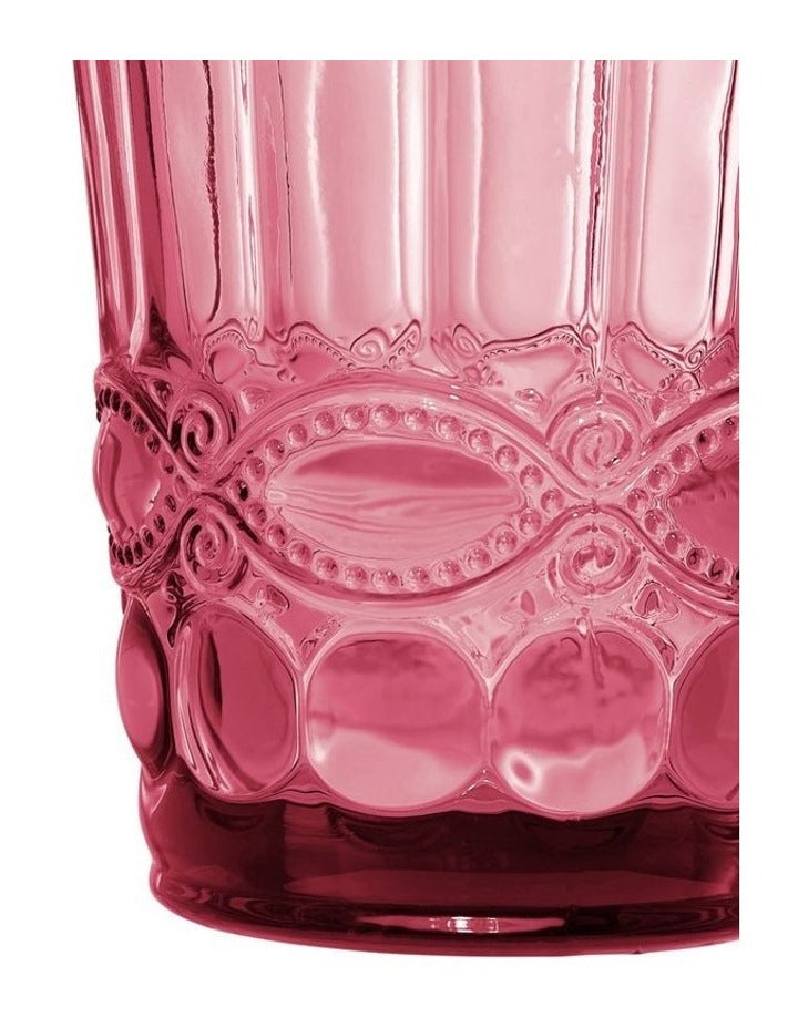 Gabriella Double Old Fashion Glass 4 Pieces Gift Boxed in Pink
