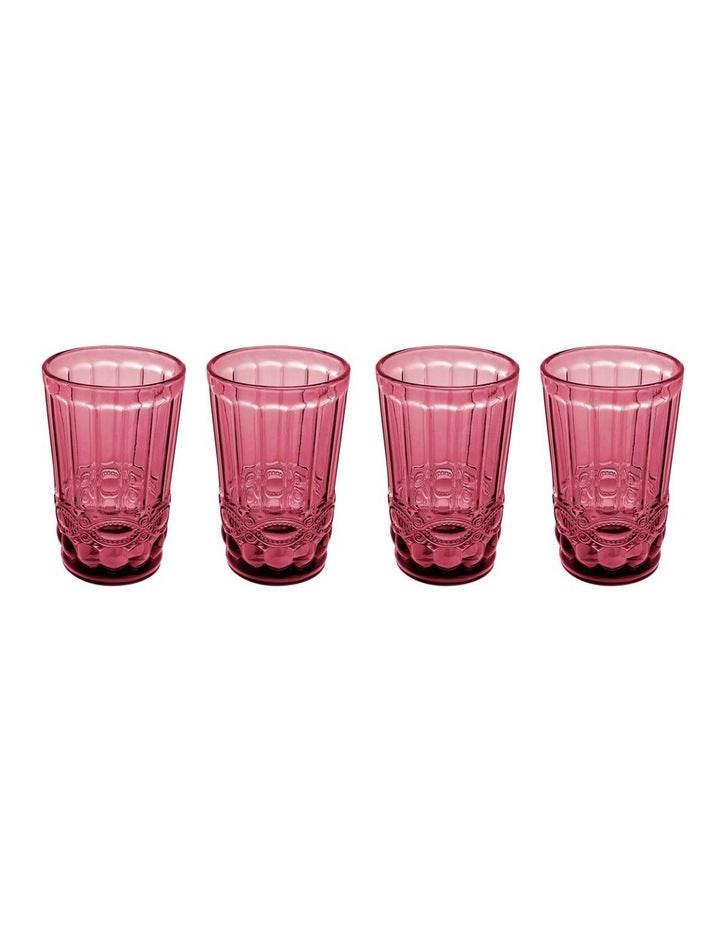 Gabriella Highball Glass 4 Pieces Gift Boxed in Pink