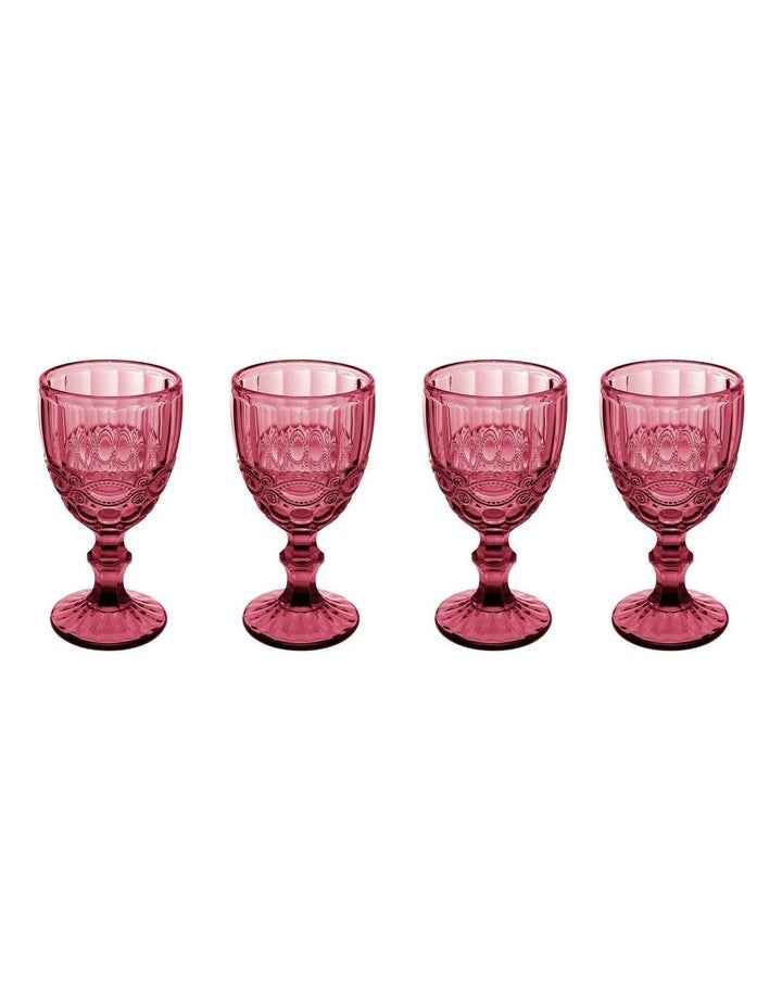 Gabriella Wine Glass 4 Pieces Gift Boxed in Pink