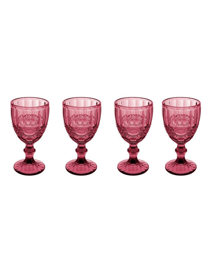 Gabriella Wine Glass 4 Pieces Gift Boxed in Pink