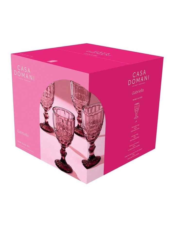 Gabriella Wine Glass 4 Pieces Gift Boxed in Pink
