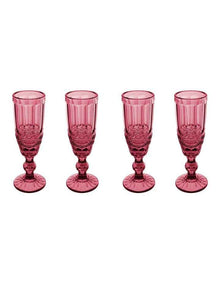 Gabriella Champagne Flute 4 Pieces Gift Boxed in Pink
