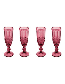 Gabriella Champagne Flute 4 Pieces Gift Boxed in Pink