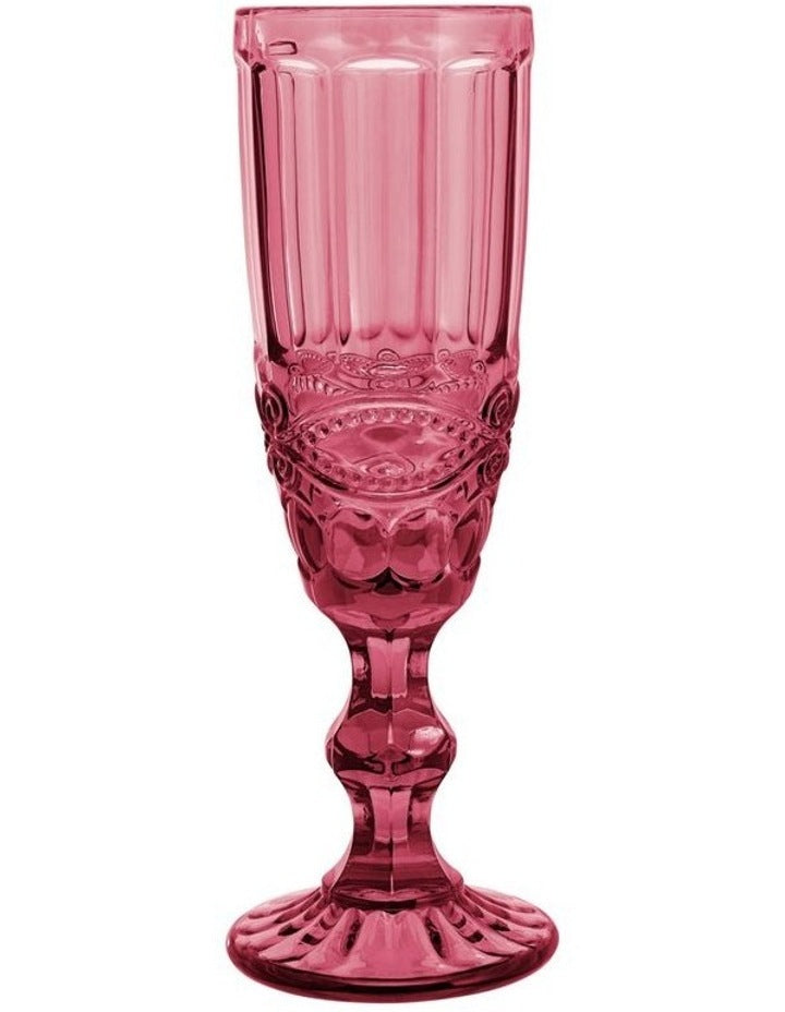 Gabriella Champagne Flute 4 Pieces Gift Boxed in Pink