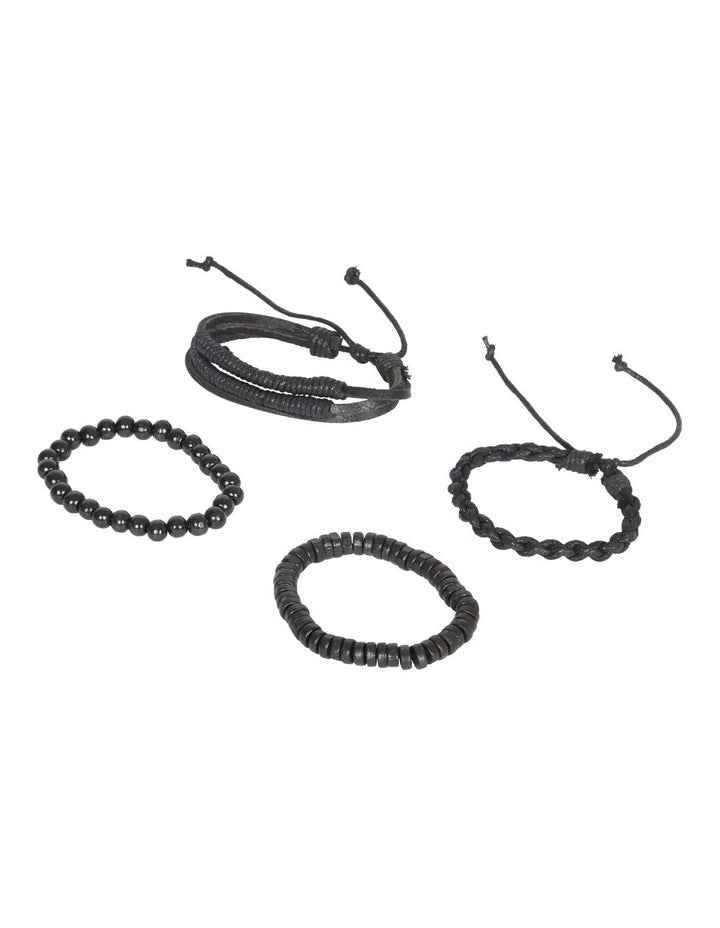 Leather Credit Card Holder & Bracelet Gift Set in Black