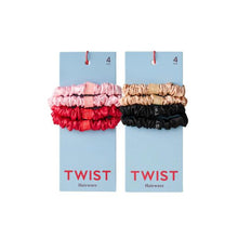 TWIST SATIN SCRUNCHIE SMALL 4 PACK ASSORTED
