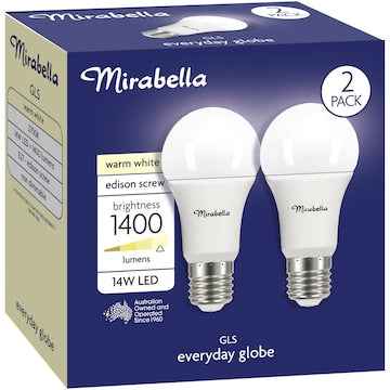 Mirabella LED GLS ES 14W 1400lm  Globe Warm White 2 pack