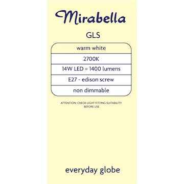Mirabella LED GLS ES 14W 1400lm  Globe Warm White 2 pack