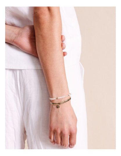 2 Pack Stretch Bracelet in Gold/White