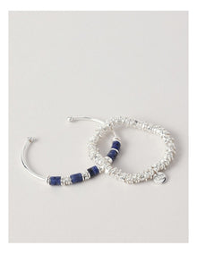 2 Pack Bangle & Stretch Bracelet in Gold/Blue