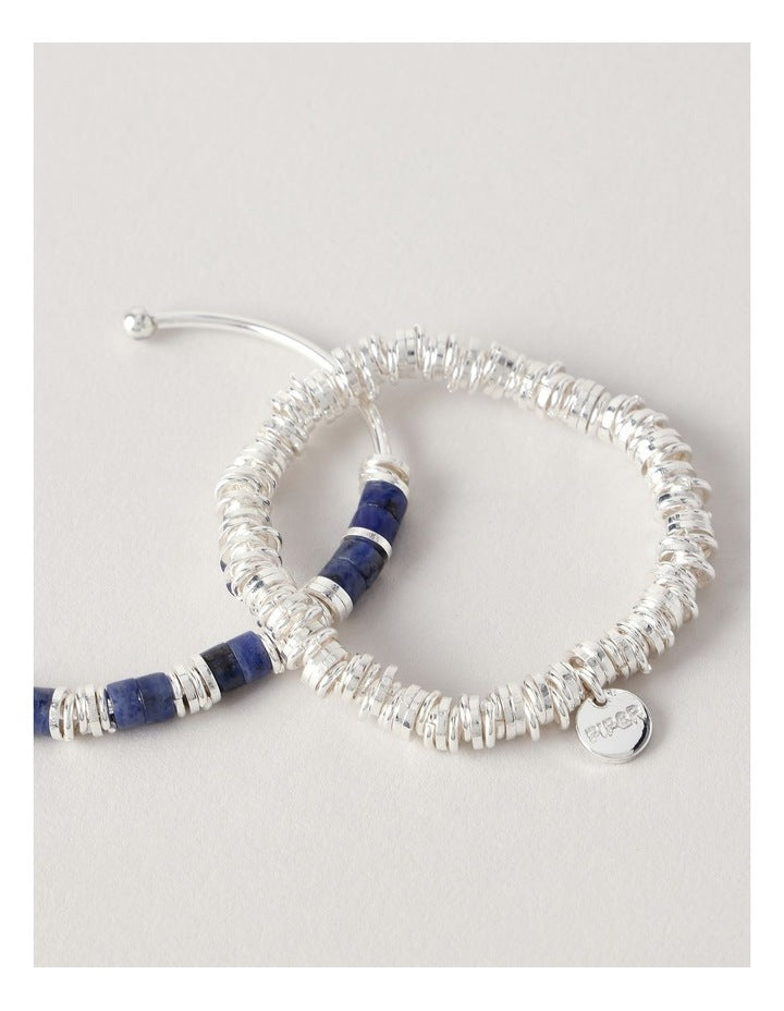 2 Pack Bangle & Stretch Bracelet in Gold/Blue