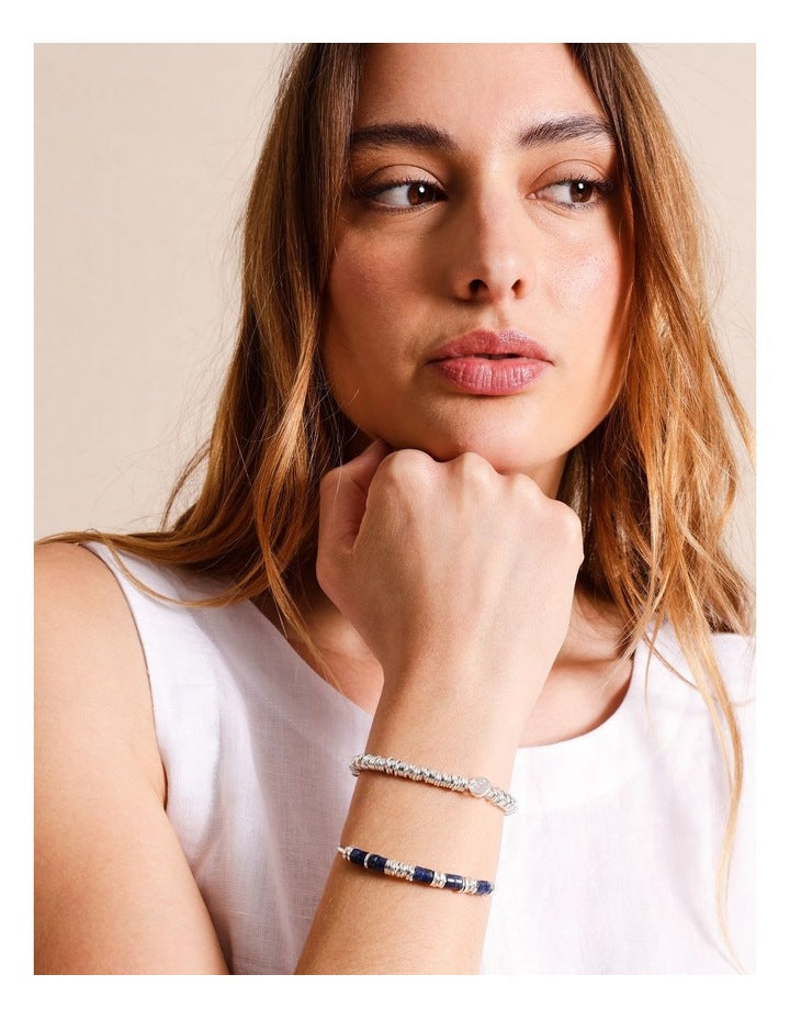 2 Pack Bangle & Stretch Bracelet in Gold/Blue