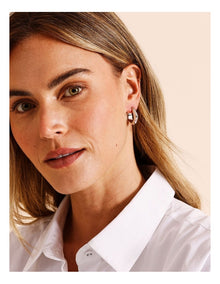 Battered Hoop Earring in Silver