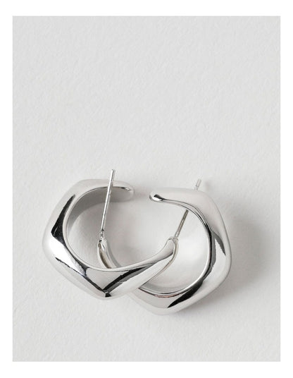 Battered Hoop Earring in Silver