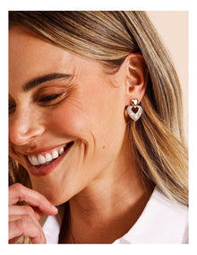 Pearl Heart Shaped Stud Earring in Gold