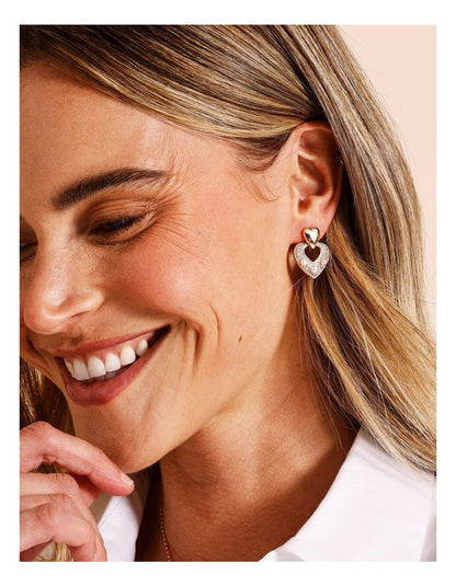 Pearl Heart Shaped Stud Earring in Gold