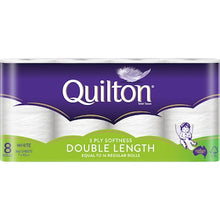 Quilton Double Length White 3 Ply Toilet Paper 8 pack