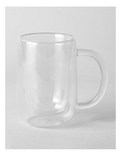 Double Wall Glass with Handle 340ml Set of 2 in Clear
