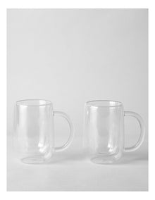 Double Wall Glass with Handle 340ml Set of 2 in Clear