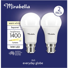 Mirabella Led Gls Bc 14w 1400lm Warm White 2 Pack