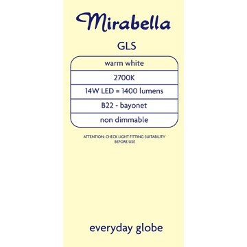 Mirabella LED GLS BC 14W 1400lm Warm White 2 pack
