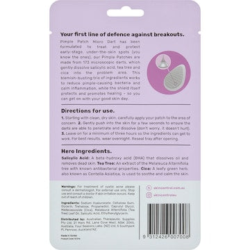 Skin Control Pimple Patch Micro Dart Early Stage Patches 9 pack