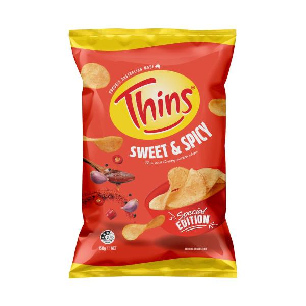 THINS POTATO CHIPS:SWEET & SPICY:.:150 GRAM