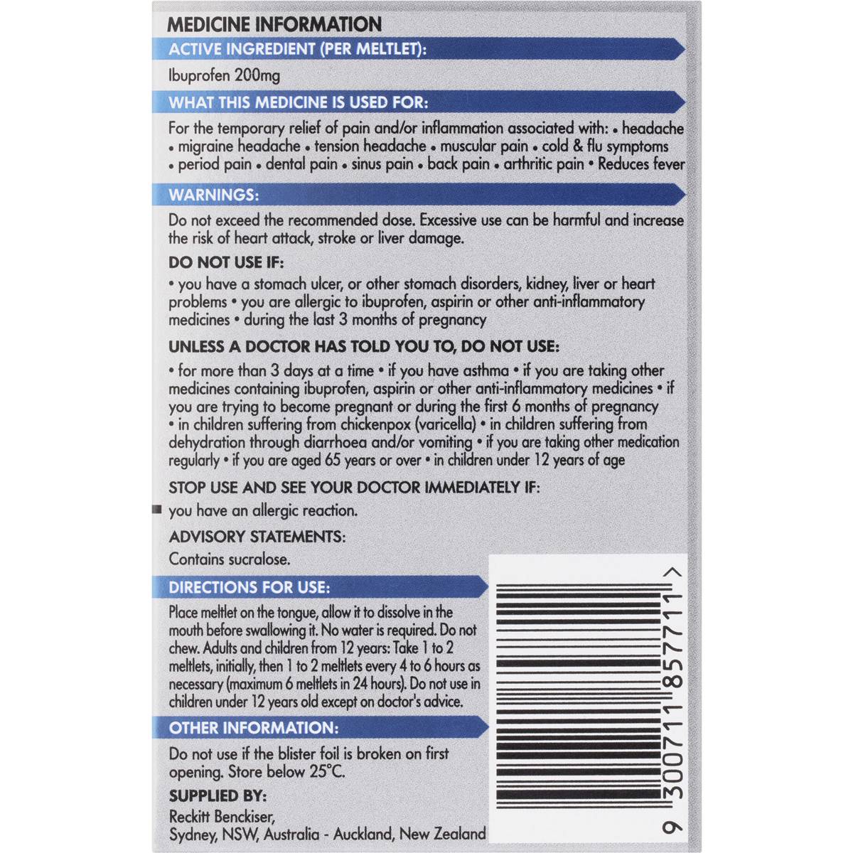 Nurofen Meltlets Ibuprofen 200mg For Pain Relief Berry Burst 24 Pack