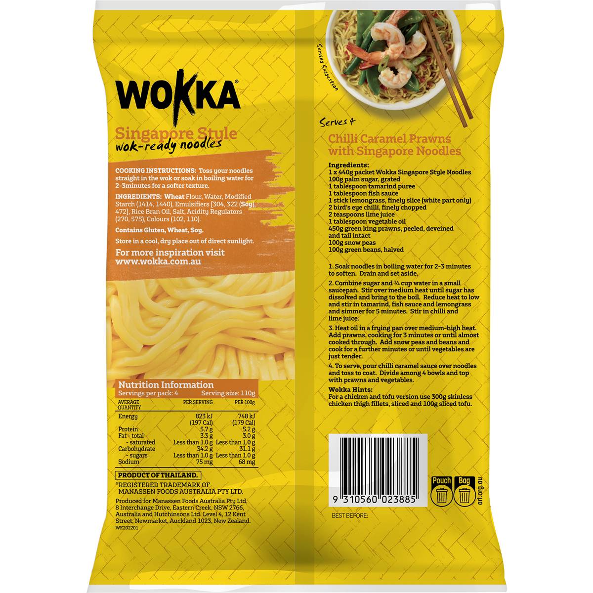 Wokka Noodles Singapore Style Shelf Fresh 440g