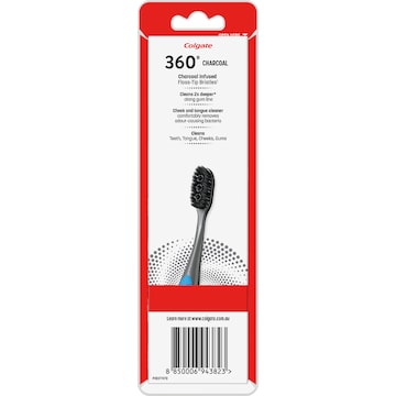 Colgate Toothbrush 360 Charcoal Floss Tip Bristles Soft 3 pack