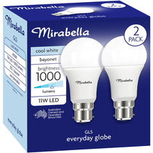 Mirabella Led Gls Bc 11w 1000lm Cool White 2 Pack